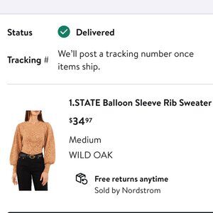 Sweater Balloon Sleeve Ribbed